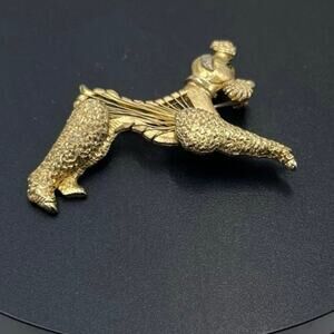 Vintage Brooks Gold Tone Poodle Brooch Designer Signed Dog Pin
